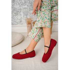 Resim Yeni Sezon Tedy Kumaş Lastik Detaylı Düz Taban Kadın Babet Panduf Ev Ayakkabısı 