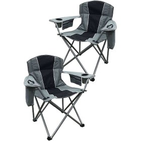 Resim 2 Adet 150 Kg Taşıma Kapasiteli Xxl Elite Buz Çantalı Kamp Sandalyesi Gri - Siyah 