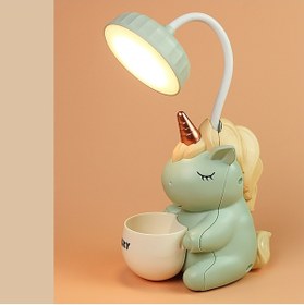 Resim HEPBİMODA Sevimli Unicorn Masa Lambası Ve Kalemlik Kalem Tıraş Çocuk Odası Masa Lambası 