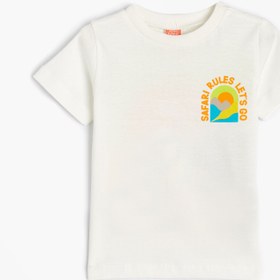 Resim Erkek Bebek Tişört Yaz Temalı Baskılı Kısa kollu Bisiklet Yaka Pamuklu 