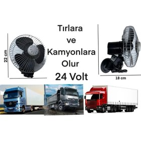 Resim Gcstore Kamyon ve Tır Uyumlu 24VOLT 'açıklamayı Okuyunuz'dönerli Vantilatör Vantuzlu Pervane Nikel 8'' 22 cm 
