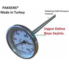 Resim Pakkens 63 MM 500 C Derece 15 Cm Dalma Boylu Taş Fırın Termometresi 