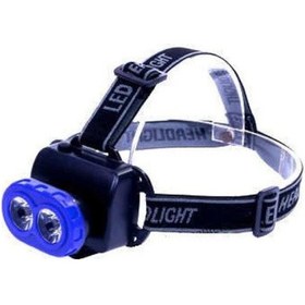 Resim Çift Başlı Pilli Kafa Lambası Feneri Çok Renkli 