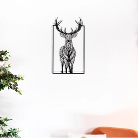 Resim Geometrik Geyik Başı Metal Duvar Tablosu 