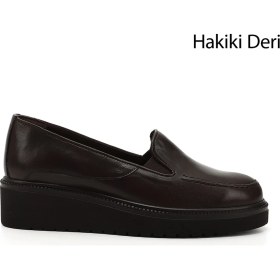 Resim Gönderi(r) Kadın Kahve Antik Dolgu Taban Hakiki Deri Ayakkabı 