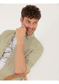 Resim Pierre Cardin Erkek Haki Gömlek Desenli 50265119-vr027 Haki 