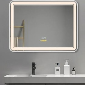 Resim Akıllı Ayna Buhar Tutmayan Hareket Sensörlü 3 Renk Ledli Beyaz Çerçeveli Banyo Lavabo Aynası 75 Cm 