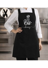 Resim Bk Gift Kişiye Özel İsimli Çapraz Askılı Siyah Mutfak Önlüğü - 8, Aşçı Önlüğü, Şef Önlüğü, Anneye Hediye Kobitmeyencom35904 Bk Gift Renkli 
