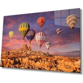 Resim Miyrem Glasses Collection -a1^ Uçan Balonlar Kapadokya Cam Tablocam Tablo 