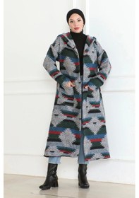 Resim Winter Desen Oduncu Kuşaklı Kap / Lacivert - F0505 Turkuaz 