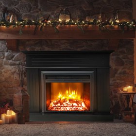 Resim Dlc Alegre 1800W Çizgili Dekoratif Şömine Siyah 