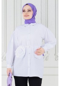 Resim Sevitli Önü Gül Detaylı Tunik-beyaz-3632-beyaz Beyaz 