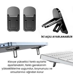Resim Nirnisa 1 Çift Mini Laptop Standı 2 Kademe Yükseklik Ayarlı Tablet Macbook Telefon Tutucu Yükseltici Ayak 