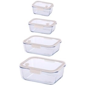 Resim Neoflam Fika Glace Bej Vakumlu 4 Parça Saklama Kabı Seti 
