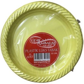 Resim Sarı Plastik Kullan At Tabak 25 Adet 22 Cm 