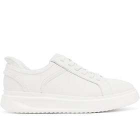 Resim Derimod Erkek Beyaz Bağcıklı Kalın Tabanlı Deri Sneaker 25WFD694318 