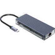 Resim Orico 8 Portlu USB 3.0 100W RJ45 1000Mbps HDMI TF/SD Kart Okuyucu Çoklayıcı Gri 