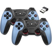Resim Blue-2.4g Kablosuz Çiftler Gamepad Windows Pc/android Tv İçin İki Oyunculu Oyun Denetleyicisi Oyun Kutusu/pc/android Tv Kutusu Joystick 
