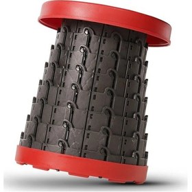 Resim Teleskopik Katlanabilir Kolay Taşınabilir Akordiyon Tabure Banyo Kamp Taburesi Kırmızı - Siyah 