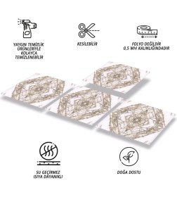 Resim Kendinden Yapışkanlı Kesilebilir Mermer 014 Desenli Pvc Karo 30X30 cm (33 Adet) 3m2 