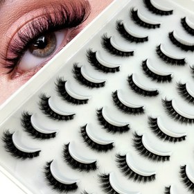 Resim 20 Çift Yeniden Kullanılabilir Yapay Vizon Kirpik - Kalın ve Doğal Etkili Sahte Kirpikler Dramatik Makyaj İçin 