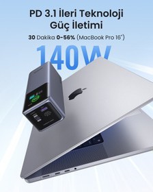 Resim Ugreen Nexode 25.0000 Mah 200w Akıllı Ekranlı Taşınabilir Hızlı Şarj Powerbank, 3 Cihaz Desteği, 35525b Gri 