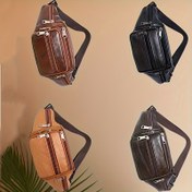 Resim Erkekler İçin Gerçek Deri Malzeme Koşu Spor Mini Bel Çantası, Çok Katmanlı Outdoor Kemer Cebi 