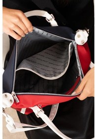 Resim Just Polo Kadın Orijinal Just Polo Büyük Boy Lakost Kumaş Lüks El Ve Omuz Çantası Shopper 27 X 32 Cm Lacivert - Kırmızı 