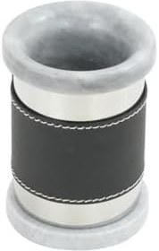 Resim Mayaglory Vogue Serisi Doğal Mermer Taş Deri Yuvarlak Diş Fırçalık Siyah Krom Renk 3050 