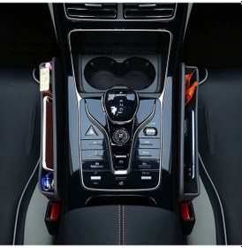 Resim Xuweiwei Siyah Pu Deri Araç Koltuğu Arası Organizatörü Evrensel Otomobil Boşluk Depolama Kutusu 