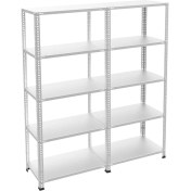 Resim Rafburada 5 Katlı Duble Galvaniz Çelik Raf - Depo, Arşiv, Kiler, Dosya, Market Rafı 