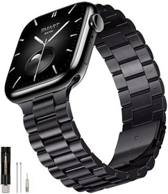 Resim SUNFWR Apple Watch Band 49 mm 45 mm 44 mm 42 mm 41 mm 40 mm 38 mm Erkekler Kadınlar için, Paslanmaz Çelik Metal iWatch Band Apple Watch Serisi 8/7/6/5/4/3/2/1/SE/SE2/Ultra için Kılıflı 