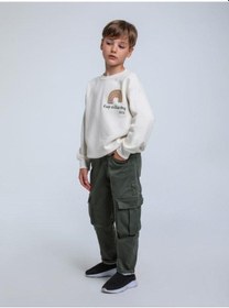 Resim Jack Lions Erkek Çocuk Keep On Yazılı İnce Şardonlu 3 İplik Sweatshirt-14267 Krem 