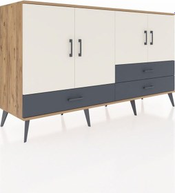 Resim Hyperion Konsol 5 Raflı 3 Çekmeceli 4 Kapaklı 176x44x99 Çam-aytaş Çam-aytaşı/antrasit 