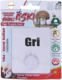 Resim Badem10 Kendinden Yapışkanlı Kapı Askılığı Duvar Banyo Mutfak Askısı GRİ 