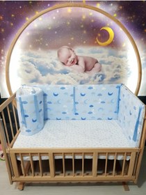 Resim bebek_iklimi 70x130 Bebek Beşik Korumalık Seti Ay Desen 4 Parça 