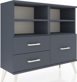 Resim Arges Şifonyer 4 Raflı 3 Çekmeceli 88x30x80 Antrasit-antrasit Antrasit 