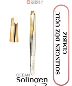 Resim Güzellik Deposu Solingen Paslanmaz Çelik Düz Gold Uçlu Cımbız 