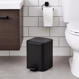 Resim System Banyo Aksesuarları Pedallı 9 L Siyah Çöp Kovası 31x23x31 cm 