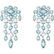 Resim 5666015 Swarovski Küpe Gema Clip Earrings, Mixed Cuts, Chandelier, Extra Long, Blue, Rhodium Plated Çok Renkli 