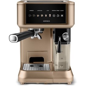 Resim Karaca MyCaffe Barista S10 Entegre Süt Hazneli, Espresso, Latte ve Cappuccino Makinesi Walnut Brown 