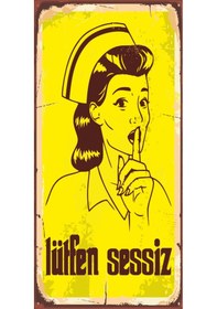 Resim Sus yapan hemşire (10 CM X 20 CM) mini retro ahşap poster 