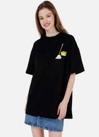 Resim Comfort Fit Yuvarlak Yaka Kadın Siyah Kısa Kol Tişört 