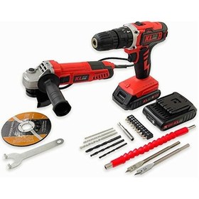 Resim Klpro KLEco KETM1875 18V/1.5 AH Çift Akülü Darbeli Matkap + 750W Avuç Taşlama + 23 Parça Aksesuar Set 