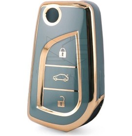 Resim Toyota Corolla Auris Yaris Verso Avensis Aygo Hilüx Nano Anahtar Koruma Kılıfı Gri Gold Altın Renk 