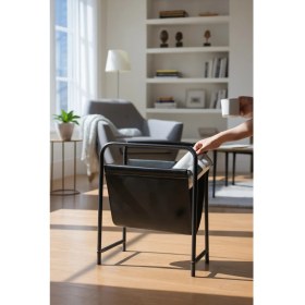 Resim Baresmu Alpa Deri Kumaşlı Dergilik, Kitaplık – Metal Çerçeveli Modern Gazetelik / Organizer 
