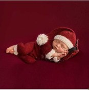Resim Wondernest Yenidoğan Noel Temalı Mohair Şapka + Tulum Takımı Erkek Bebek Modellik 