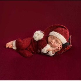 Resim Wondernest Yenidoğan Noel Temalı Mohair Şapka + Tulum Takımı Erkek Bebek Modellik 
