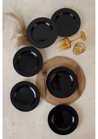 Resim Keramika Siyah Assos Pasta Tabağı 22 Cm 6 Adet 650 Siyah 