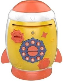 Resim Şifreli Göz Tanıma Simülasyon,parmak Izi Simülasyon ve Anahtar Özellikli Roket Tasarımlı Kumbara, Sarı 